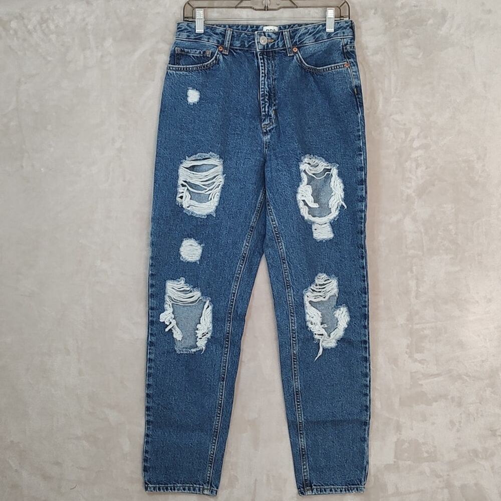 BDG Urban Outfitters High Rise Mom Jeans Destroyed Distressed Size 29 All Cotton